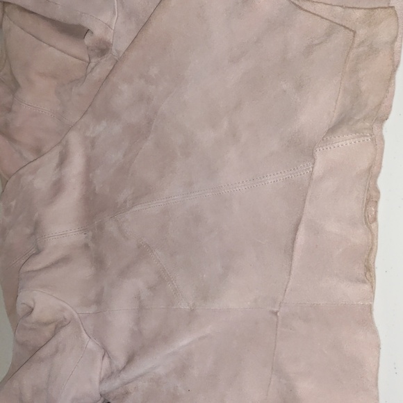 White House Black Market Flounce-Front Suede Jacket cropped light pink size m - Picture 14 of 14
